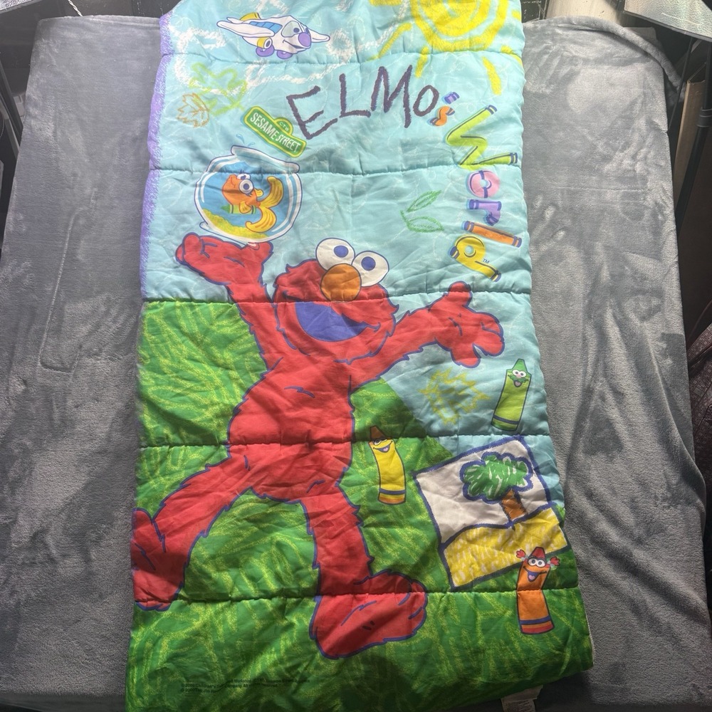 Vintage 2000 Elmos World Sleeping Bag Kids Sesame Street Slumber Blanket Y2K